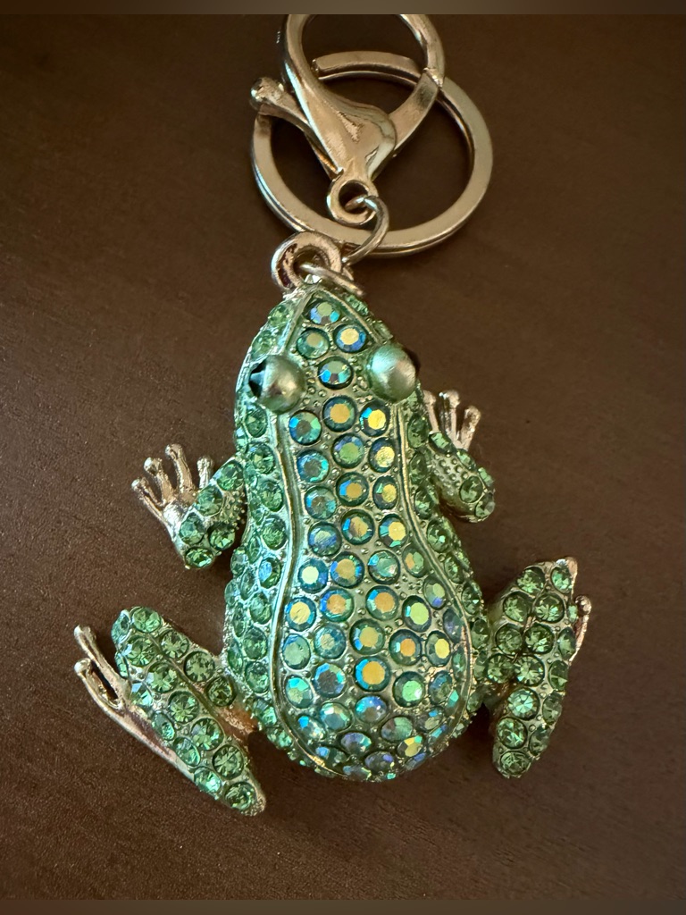 Green Blingy Frog Keychain-Nwot